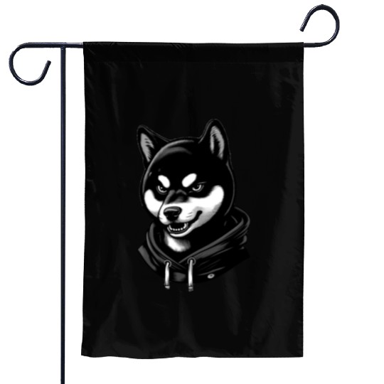 Fierce Shiba Inu in Garden Flags