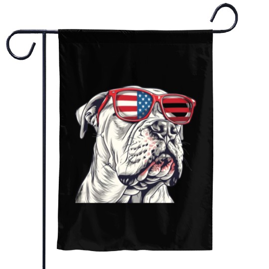 Dogo Argentino dog. 4th of July and memorial day Garden Flags