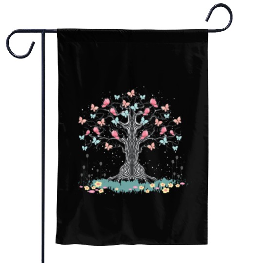 Floral Nature Beautiful Insect Butterfly Tree Butt Garden Flags