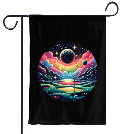 Galactic Golf A Cosmic Golfer Swing Garden Flags