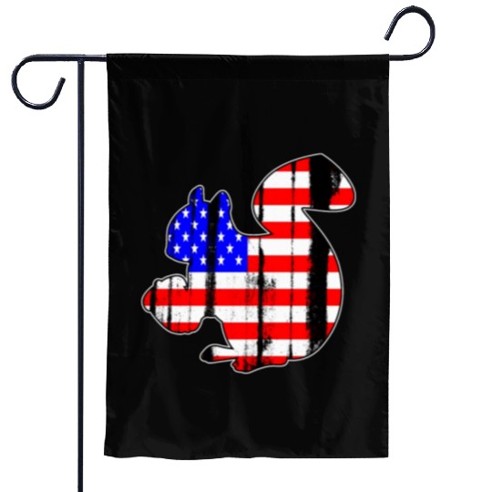 USA American Flag Squirrel Chipmunks Animal Lover Garden Flags