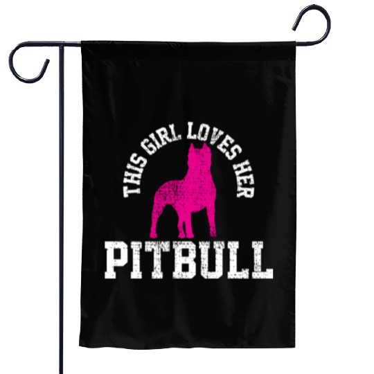 Unique Art For Girl Who Loves Her Pitbull Garden Flags