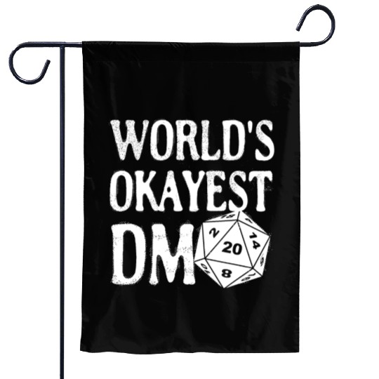 World's Okayest DM D20 Dice Dungeon Dragons Gaming Garden Flags