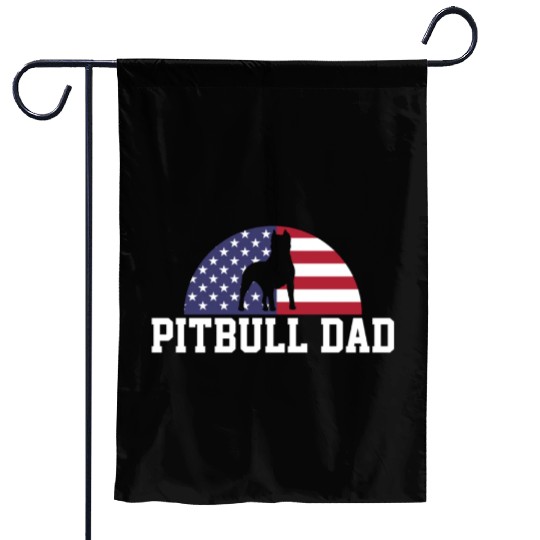 Pitbull Dad Embracing USA Flag Merica Pride Art Garden Flags