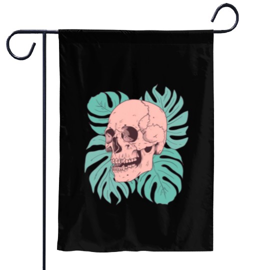 Pink Tropical Skull Garden Flags