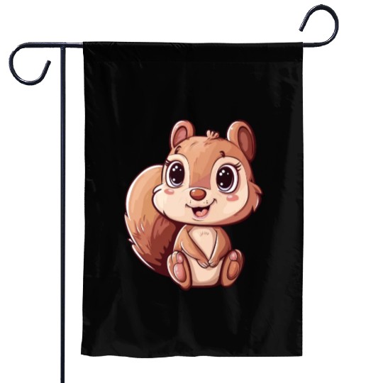 Adorable Squirrel With Big Eyes Garden Flags
