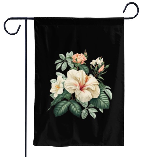 Watercolor Tropical Flowers Clipart, Tropical Garden Flags