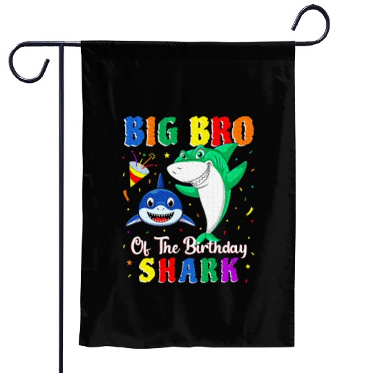 Big Bro Of The Shark Birthday Family Birthday Garden Flags