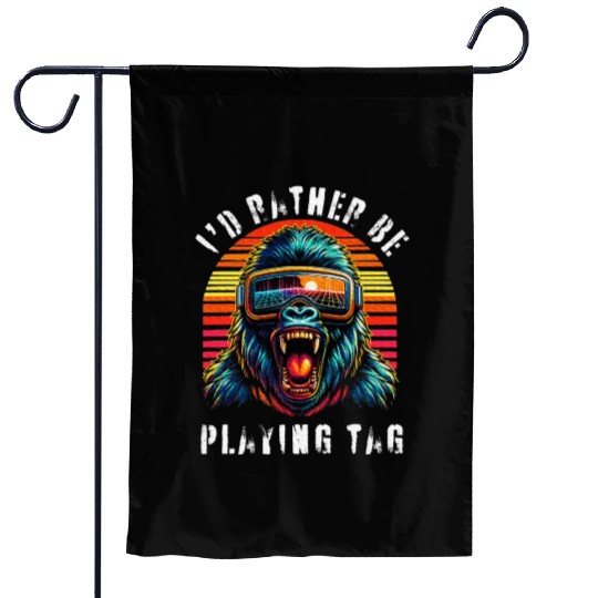 I'd Rather Be Playing Tag Ape Monkey Tag Primate Garden Flags