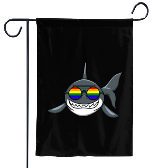 SMILING LGBTQ SHARK WITH RAINBOW GLASSES Garden Flags