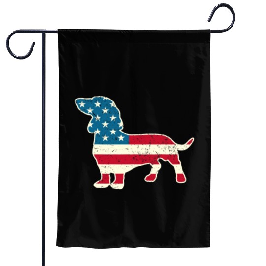Dachshund Funny 4th of July US Flag Dog Lovers Garden Flags