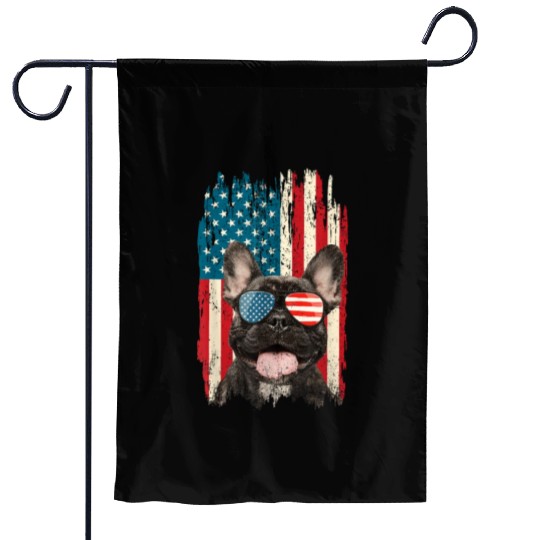 French Bulldog US Flag Retro 4th of July Dog Lover Garden Flags