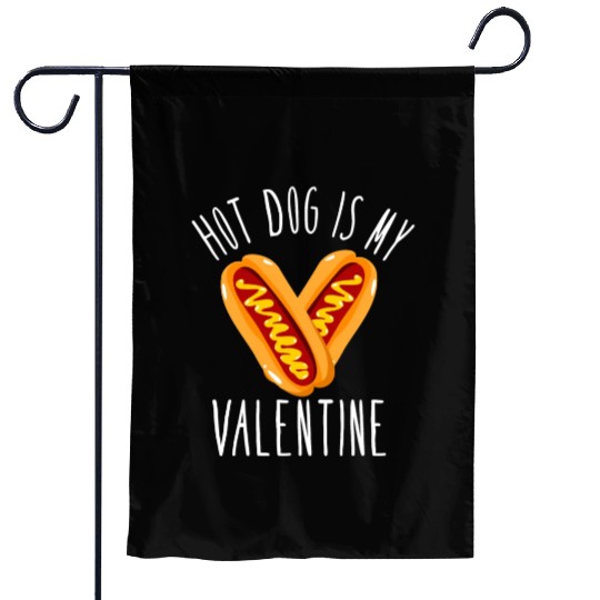 Hot Dog Adult Heart Valentines Day Garden Flags