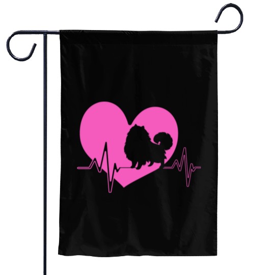 Puppy Dog Heartbeat Cute Pomeranian Silhouette Garden Flags
