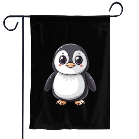 Adorable Penguin Character Embraces Your Style Garden Flags