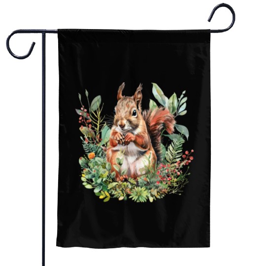 Squirrel Clipart - Woodland Creatures Art, Cute Garden Flags