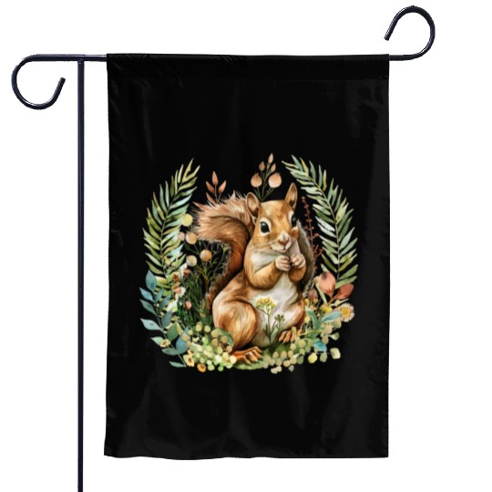 Squirrel Clipart - Woodland Creatures Art, Cute Garden Flags