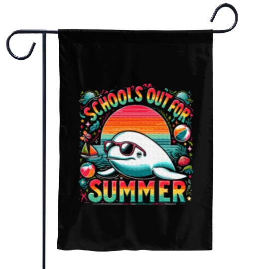 Schools Out For Summer Teacher Beluga Whale Garden Flags