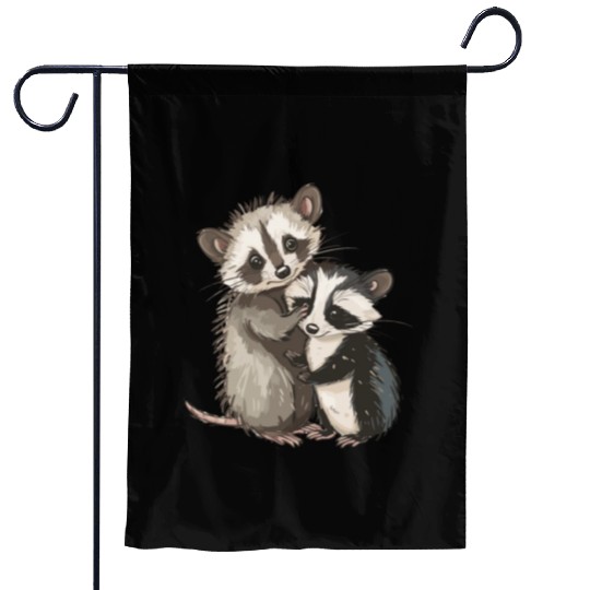 Opossum and raccoon Garden Flags