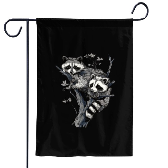 Opossum and raccoon Garden Flags