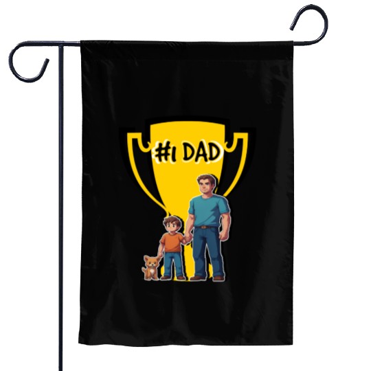 art father and son 8bits number 1 dad Garden Flags