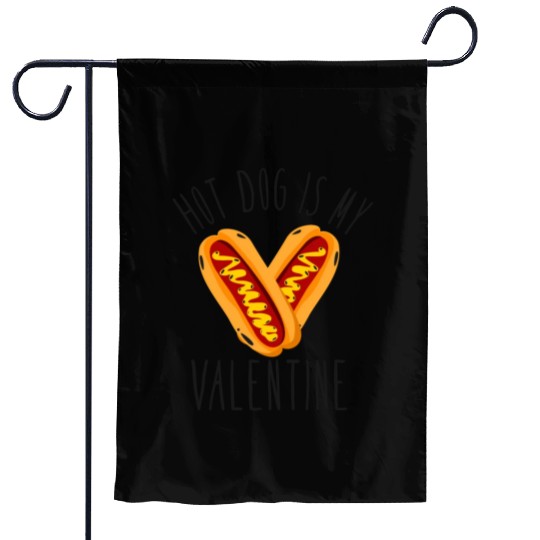 Hot Dog Adult Heart Valentines Day Garden Flags