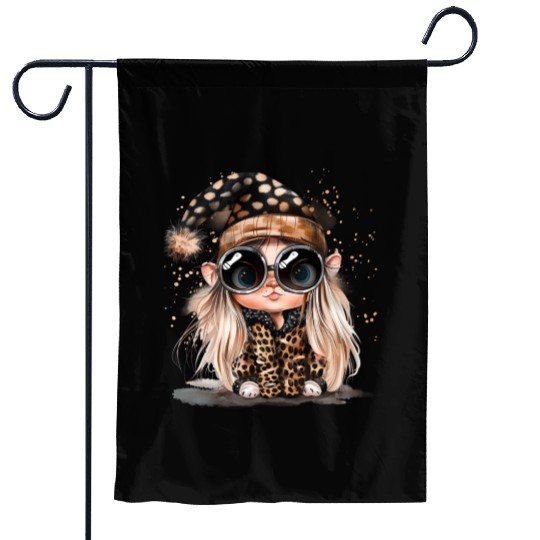 Leopard Print Gnome Clipart Images, Girly Garden Flags