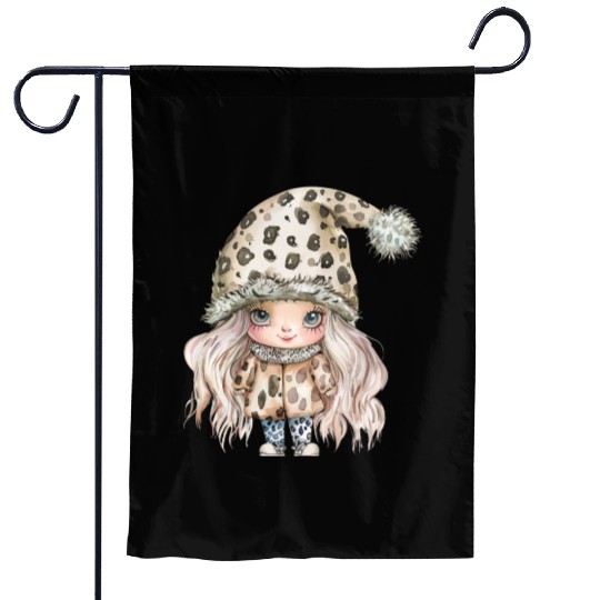 Leopard Print Gnome Clipart Images, Girly Garden Flags