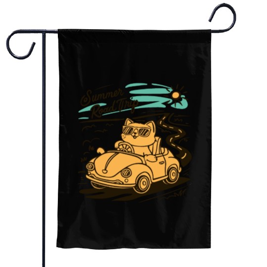Summer Road Trip Vacation Cat lover Gift Garden Flags