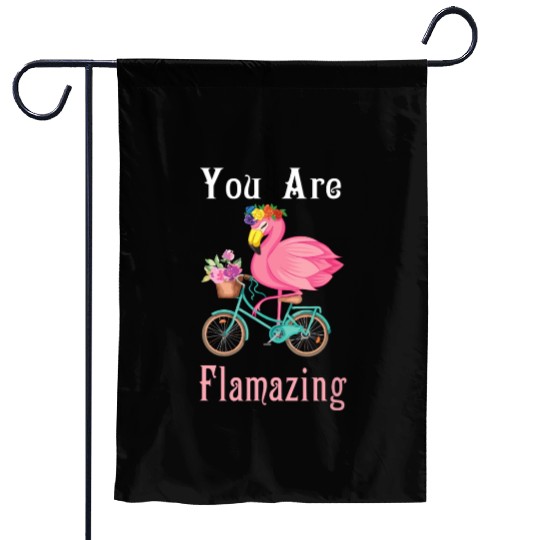 You Are Flamazing Flamingo Bicycle Flower Apparel Garden Flags