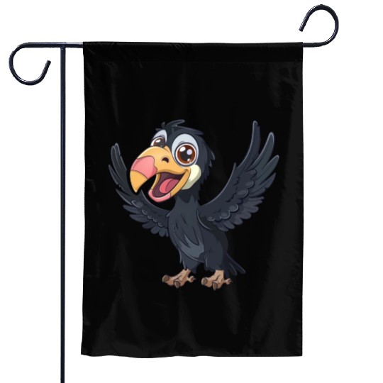 Joyful California Condor Cartoon Character Garden Flags