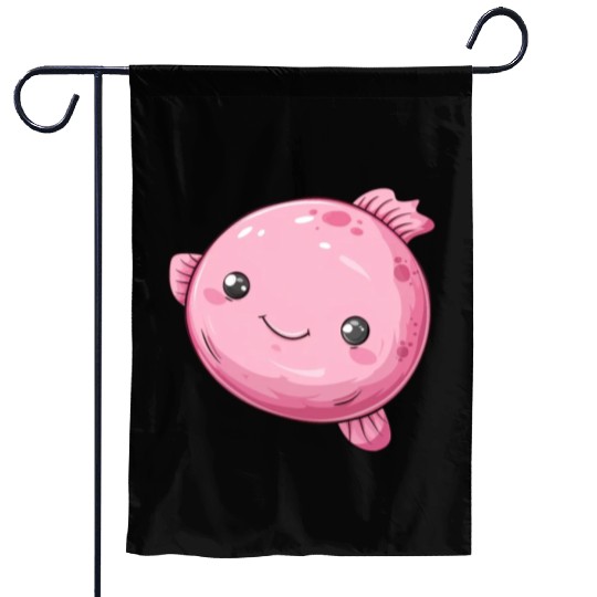 Bubble Fish Fantasy in Pink with Happy Face Garden Flags