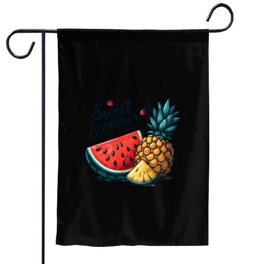 Sweet Summer Time Watermelon and Pineapple Garden Flags