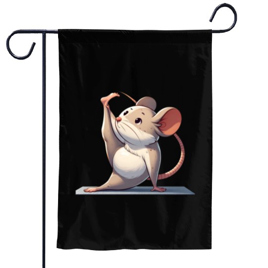 Mouse meditation yoga rat gymnastics cartoon Garden Flags