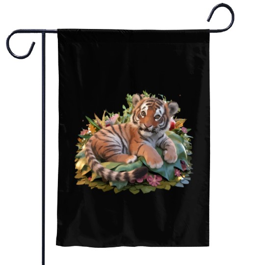 cute baby tiger Garden Flags