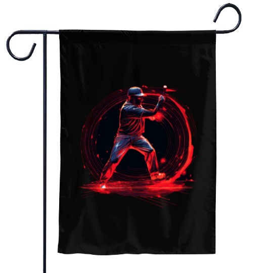 Baseball Pitcher in Red Neon, Pop Art Garden Flags