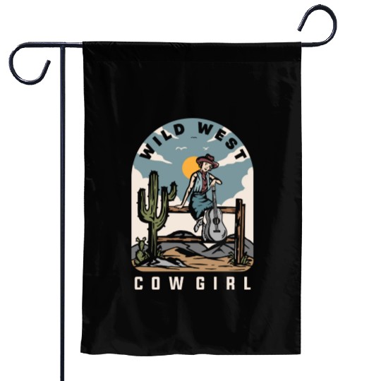 WILD WEST COW GIRL Classic Garden Flags
