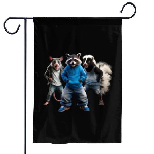 STREET CATS, RACCOON POSSUM SKUNK Garden Flags