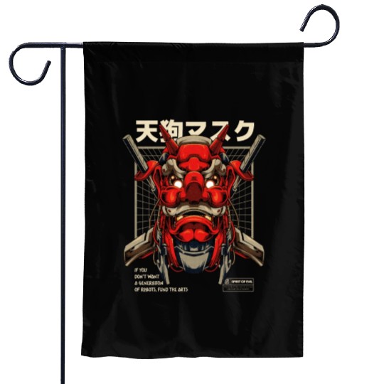 Tengu Mecha Japanese Devil Tattoo Garden Flags