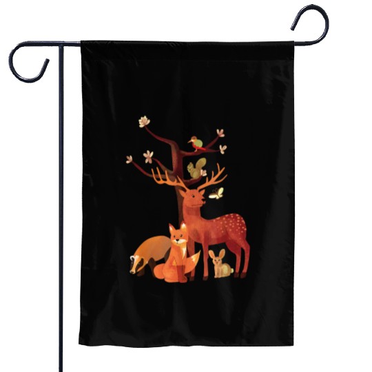 Woodland Animals Squirrel Watercolor Vintage Garden Flags
