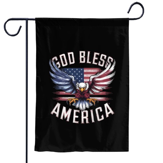 God Bless America Eagle Happy 4th Of July US Flag Garden Flags