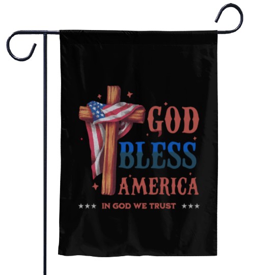 God Bless America Proud Retro US Flag 4th Of July Garden Flags