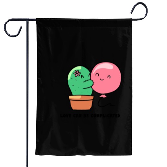 Sweet little cactus hugging a balloon Garden Flags
