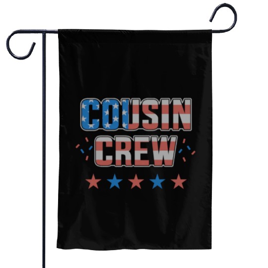Cousin Crew Retro US Flag Funny 4th Of July Garden Flags