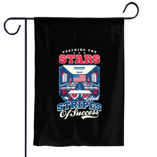 Patriotic Teacher Teaching Stars Stripes Success Garden Flags