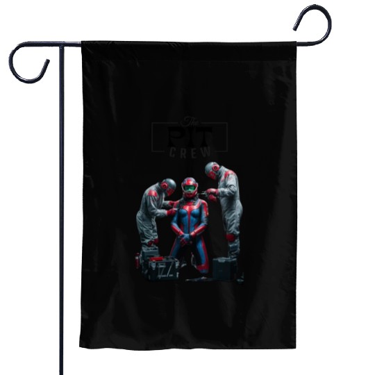 pit crew race car driver dank tank Garden Flags