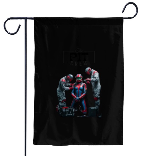 pit crew race car driver dank tank Garden Flags