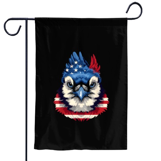 Patriotic Bird Face 4th Of July Garden Flags