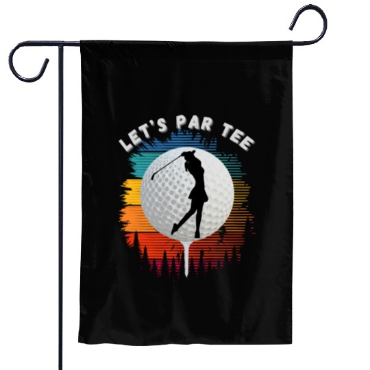 Let's Par Garden Flags Golfer Silhouette women Golfer