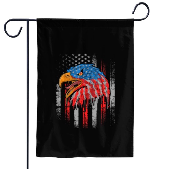 Retro US Flag Funny 4th July Bald Eagle Patriotic Garden Flags